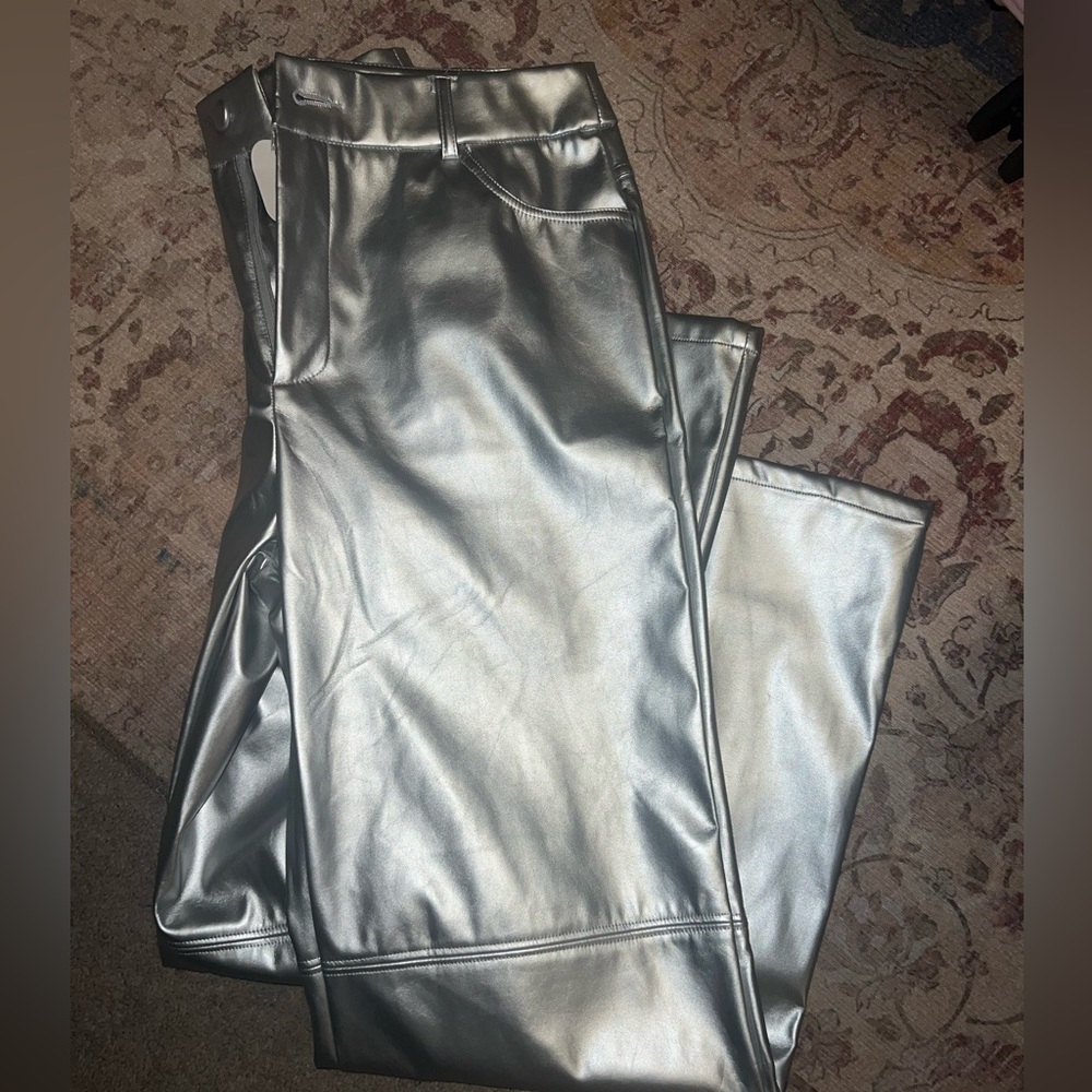 Silver leather pants